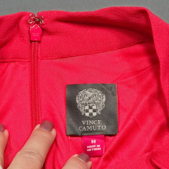 Vince Camuto Red Dress NEW $128 Midi Stretch Sleeveless Aline Macys Women 14 Zip - Picture 3 of 10